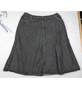 Roamans Womens A-Line Denim Skirt Size 24 W Cotton Black - Picture 1 of 10