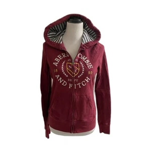 Sudadera con Capucha Vintage Abercrombie & Fitch Rojo Borgoña Mezcla Algodón Talla M - Imagen 1 de 10