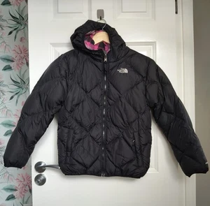 Girls The North Face Reversible 550 Down Puffer Jacket Size 14/16 Years Black - Picture 1 of 4