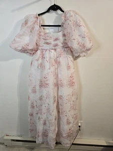 Neu mit Etikett Worth Collective Melody Maxikleid rosa Blumen Bridgerton Fee Bauch Small - Bild 1 von 4