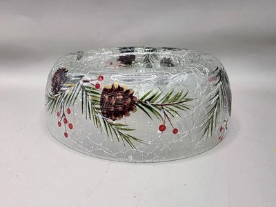 Yankee Candle Crackle Glass soporte votivo cono de pino bayas de hoja perenne Navidad Foto 1 de 4