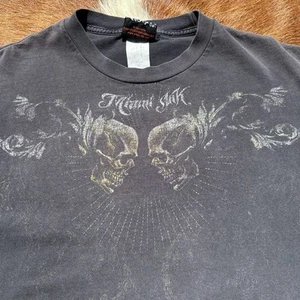 Y2K Miami Ink Graphic T-Shirt Tattoo Skill Rose Affliction Style Thrashed Promo - Picture 1 of 10