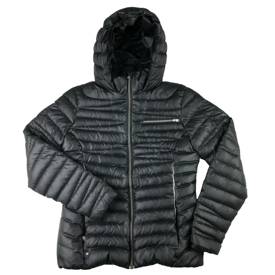Spyder Timeless Womens Medium Black Down Full Zip Hooded Down Puffer Jacket - Image 1 of 4