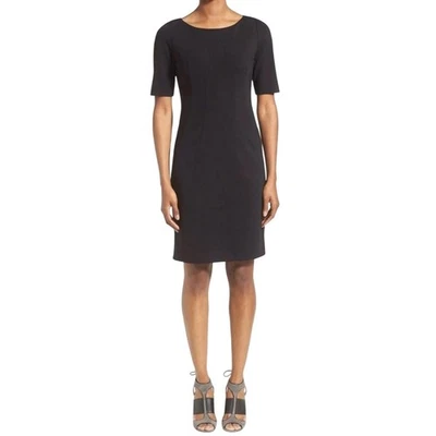 Lafayette 148 Black Punto Milano Seam Detail Sheath Dress, Size 12, Classic LBD - Image 1 of 4