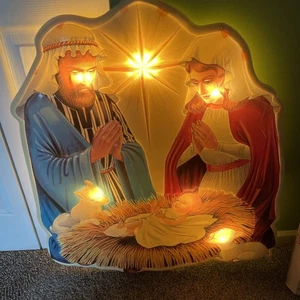Vintage Noma Decor Lite Weihnachtskrippe Kunststoff Zelluloid Blasform beleuchtet⬇ - Bild 1 von 10