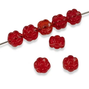 50 Siam Red Daisy Flower Beads - 6mm Czech Glass Beads - DIY Jewelry Projects - Picture 1 of 7