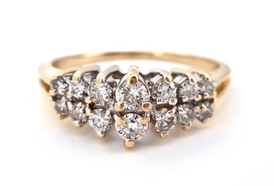 14K YELLOW GOLD .40CTW ROUND DIAMOND CLUSTER RING - Picture 1 of 7