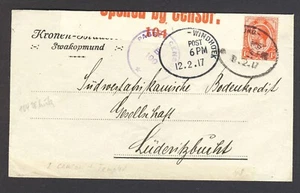 German South West Africa 1917 Censored Cover - Picture 1 of 2