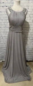 Cachet Nordstrom Silver Sparkle Beaded Dress halter Jeweled party gown Size 6 - Picture 1 of 11