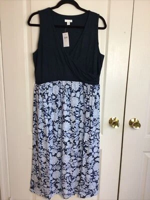 J Jill blue floral print sleeveless Wrap Top dress petite L - Image 1 of 4