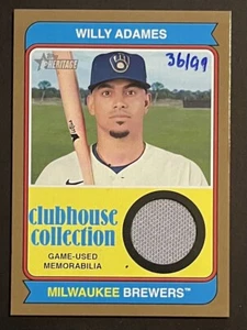 2023 TOPPS HERITAGE WILLY ADAMES CLUBHOUSE COLLECTION JERSEY RELIC GOLD @ 36/99 - Picture 1 of 2