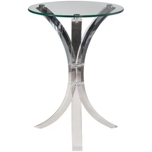 Coaster Contemporary Round Glass Top End Table with Acrylic Base in Clear - Picture 1 of 2