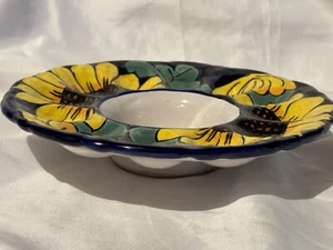 Talavera Majolika mexikanische Keramik 8,5" handbemalt Sonnenblumen Teufel Eierteller - Bild 1 von 8