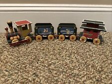 Vintage wooden trolley / train toy Christmas decoration 4 Pieces Handpainted
