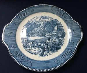 Currier and Ives Tab Handle Cake Plate Platter Rocky Mountains" Royal China VGC - Picture 1 of 6