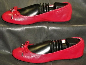 MICHAEL Michael Kors women's red glove leather flat ballet pump shoes size US 6M - Picture 1 of 7
