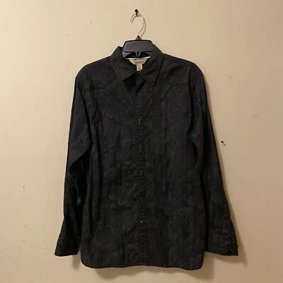 Camisa Decree Para Hombre Mediana 100% Algodón Gris Estampado Camisa Abotonada Foto 1 de 4