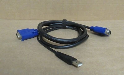 6 ft Ultra Thin USB VGA 2-in-1 KVM Cable 2x VGA Port 1x USB Port - Image 1 of 3