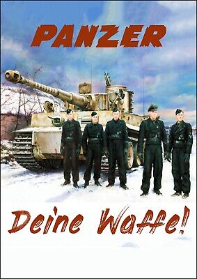 WW2 German Wehrmacht Tanker Wittman And His Tank Crew Winter Russia Print Poster • 2.90£