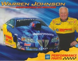 2008 Warren Johnson GM Performance Parts Pontiac GXP Pro Stock NHRA postcard - Picture 1 of 2