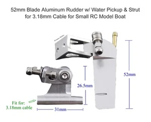 52mm Blade Aluminum Rudder & Strut for 3.18mm Cable for Small RC Model Boat - Picture 1 of 4