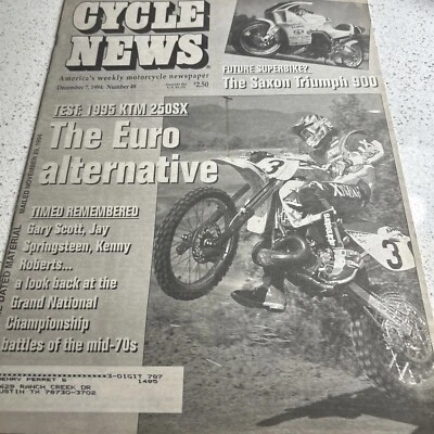 Cycle News Magazine December 7, 1994 EX Condition Foto 1 de 4