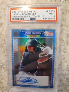 2021 Leaf Pro Set Metal 1989 Base Blue /35 Jasson Dominguez PSA 9 Auto RC - Picture 1 of 2