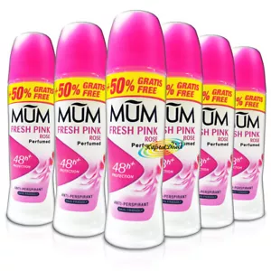 6x Mum Roll On Fresh Pink Rose 48H Anti Perspirant Deodorant 75ml Alcohol Free - Picture 1 of 1
