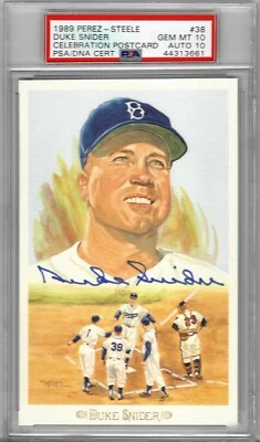 1989 Perez Steele #38 Duke SNIDER - PSA 10+++ DNA HOF Auto Dodgers - Image 1 of 2