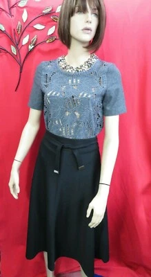 REISS Emilia black high waisted flared Midi UK 8, EU36 & Boden grey cut top UK 8 - Image 1 of 4