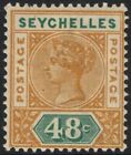 SEYCHELLES-1890-92 48c Ochre & Green Sg 7 MOUNTED MINT