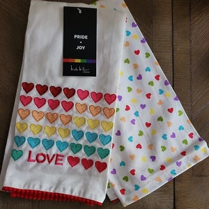 Nicole Miller Home Pride Love Hearts Küchentücher Set LGBTQ+ NEU - Bild 1 von 5