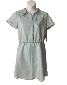 Levis Girls Button Down Denim Shirt Dress Light Wash NWT Short Sleeve Juniors XL - Bild 1 von 6