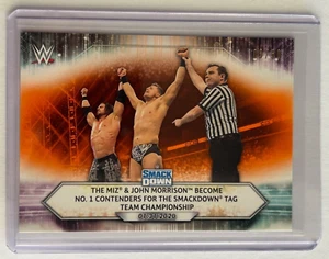 2021 WWE Topps THE MIZ & JOHN MORRISON NO. 1 CONTENDERS Smackdown #12 Orange /50 - Imagen 1 de 1