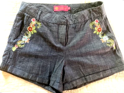 Шорты женские Macbeth Collection СРЕДНИЕ талия 30 дюймов вышивка цветочный узор 100% хлопок - Изображение 1 из 4