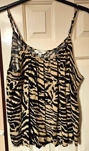 M&S Brown mix Animal print Top Adjustable Spaghetti Straps Size 22 Petite BNWOT - Picture 1 of 11