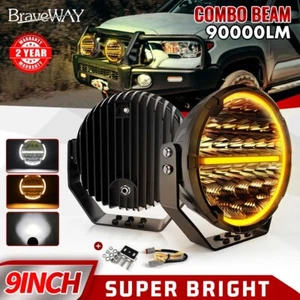 9inch Round LED Work Light Driving Fog Lamp Pod Dual Color DRL Truck Offroad UTV - Bild 1 von 9