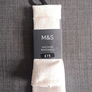 NEW M&S Cream Paisley Tie & Pocket Square Set BNWT - Picture 1 of 6