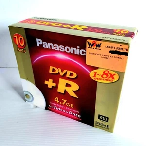 Panasonic DVD+R Blank Discs 10 Pack, 4.7 Single Sided, Recordable For Video/Data - Picture 1 of 7