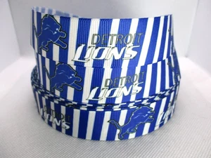 Detroit Lions Football 1" Grosgrain Ribbon~ YOUR CHOICE: 5 or 10 Yards (NFL) - Picture 1 of 3