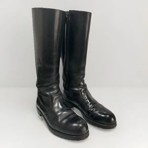 Vintage UK Made Trophy Goldtop Size 8 Black Mens Motorcycle Classic Tall Boots - Picture 1 of 21