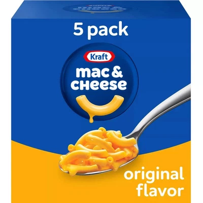 Cena de macarrones y queso Kraft Original Mac N Cheese, paquete de 5 quilates, cajas de 7,25 oz Foto 1 de 4