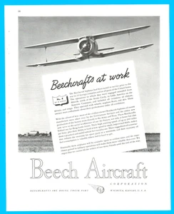 Beech Aircraft aviation biplane Wichita Kansas vintage print ad 1943 WWII Army - Picture 1 of 5