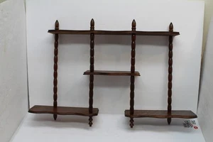 Vintage Solid Wood Wall Hanging Spindle Knick Knack Shelf 3 Tier - Picture 1 of 7