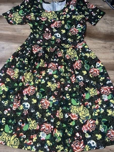 LuLaRoe Amelia Disney Minnie Mouse  Black Yellow Pockets Zipper XL 18/20  Disney - Picture 1 of 22