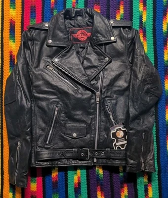 Chaqueta Alpha Cycle Gear para hombre grande de cuero motocicleta YKK cremalleras laterales café corredor Foto 1 de 4