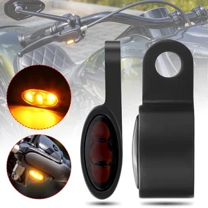 2X Motorcycle Turn Signal LED Light Mini Blinker Amber Indicator Black Universal - Picture 1 of 10