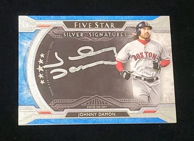 2017 Topps Five Star JOHNNY DAMON SILVER SIGNATURES ON CARD AUTO BLUE SSP /20 - Image 1 of 3