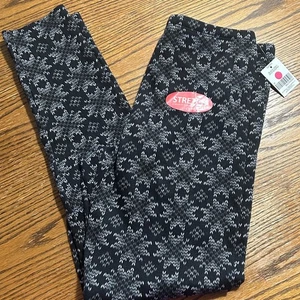 Leggings donna Mix & Co. nero grigio maglia geometrica elasticizzati grandi nuovi con etichetta - Foto 1 di 4