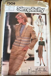 Vtg Simplicity Mary McFaddin pattern 7309 Misses Dress, Lined Jacket sz 10 uncut - Picture 1 of 2